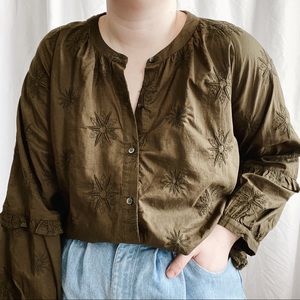 NWT Madewell Embroidered Bubble Sleeve Blouse
